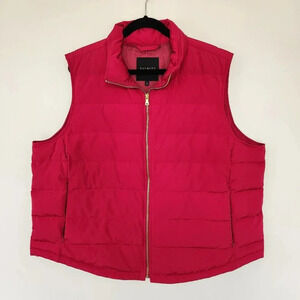 Talbots Size 3XL Down Filled Puffer Vest Magenta Red Full Zip Pockets